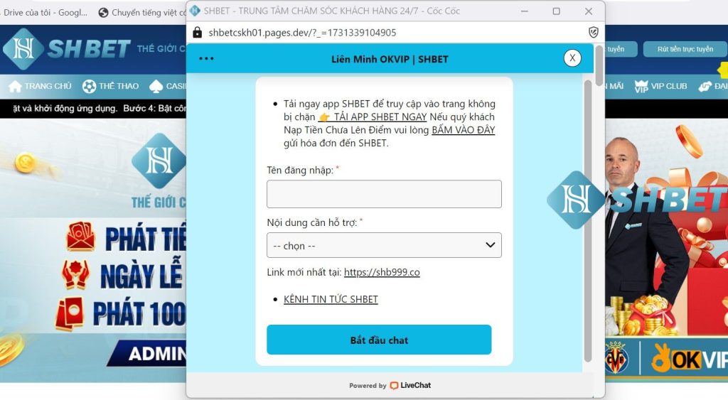 Phương thức liên hệ qua livechat 
